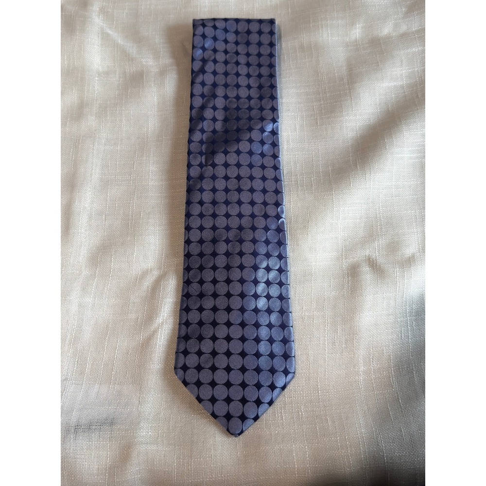 Ted Baker London Mens 100% Silk Tie Blue Polka Dot Geometric Hand Tailored USA